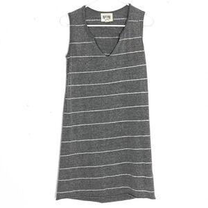 Nation LTD Striped Gray White Sleeveless Casual Knit Tee Tank Dress Womens XS